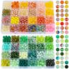 XSEINO About 1200PCS 8mm Glass Beads Bracelet Making Kit，48 Assorted Yellow and Green Series Colorful Crystal Beads for Making and DIY Crafts