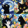 XSJDBYYQ 4 Pack Cat Diamond Art Kits for Kids, Big and Small Round Gems