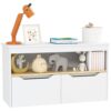 XTevu Toy Storage Organizer with 2 Drawers, Shelf and Large Top, White