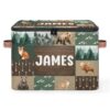 Xujelvan Customized Large Storage Bin with Name Bear Rustic Cabin