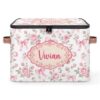 Xujelvan Personalized Keepsake Storage Box with Name Pink Bow Rose