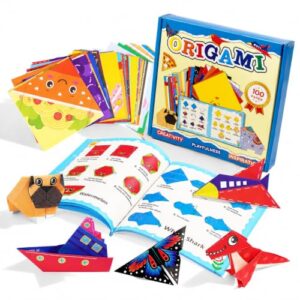 Xuoent Origami Kit for Kids, 100 Sheets Paper Crafts Kits, Ages 5-12+