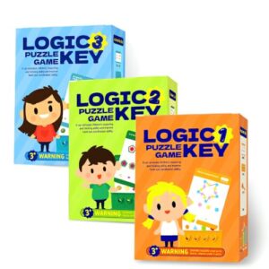 Xuoent Toddler Educational Matching Game for Ages 3+, Logic Puzzle Flash Cards with Key Toy, Preschool Montessori Learning Activity for Brain Development & Fine Motor Skills(Level 1+2+3)