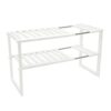 XZSDGKM Kitchen Rack Floor-Mounted Adjustable Retractable Double-Layer Tableware Storage Multi-Function Under Sink