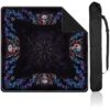 Y3NNI STUDIO Personalized Mahjong Mat, Black Blue Spectral Skull Sentinel and Gothic Floral Design, Custom Name or Monogram, Smooth Noise Reducing Surface with Carrying Bag for Tile Game Night