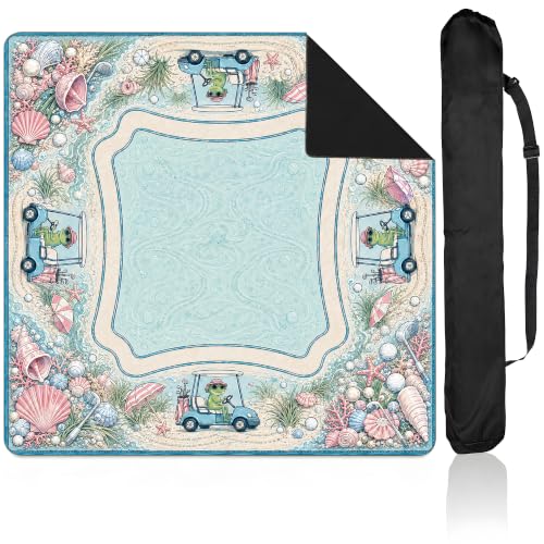 Y3NNI STUDIO Personalized Mahjong Mat, Purple Orange Skate Punk Alien and Sunset Street Design, Custom Name or Monogram, Smooth Noise Reducing Surface with Carrying Bag for Tile Game Night