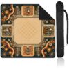 Y3NNI STUDIO Personalized Mahjong Mat, Skeleton Picnic Flowers in Navy Orange and Cream, Custom Name or Monogram, Smooth Noise Reducing Surface with Carrying Bag for Tile Game Night
