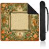 Y3NNI STUDIO Personalized Mahjong Mat, Tiger Orange Grove in Green Cream and Citrus Orange, Custom Name or Monogram, Smooth Noise Reducing Surface with Carrying Bag for Tile Game Night