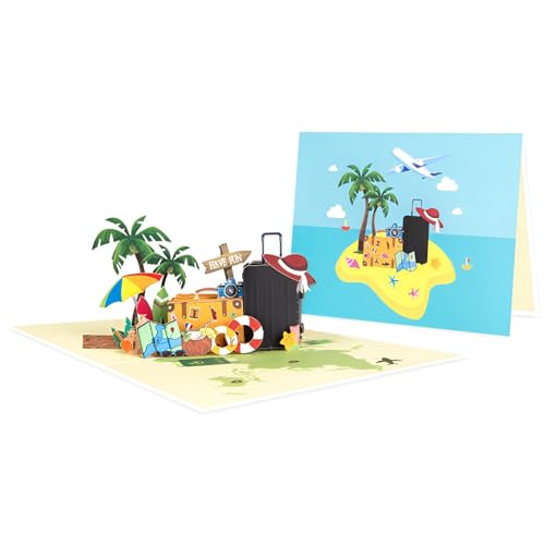 yaartz 3D Pop Up Card, Greeting Card with envelop and note tag, All Occasion Card for Husband Son Brother Father Neighbor Student-Vacation