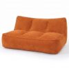 Yafylly 53-Inch 2-Seater Corduroy Floor Loveseat, Armless Bean Bag Sofa, Orange