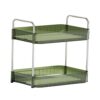Yajuyi Desk Organizer Rack Desktop Organizer Stackable 2 Tier Cosmetic Organizer Storage Shelf Shelf PP with Stainless Steel Pipe Suitable for