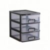 Yajuyi Desktop Storage Drawer Office Desk Organizer Stacked Drawer Compartments Rectangular PP Suitable for Home Office, Large 4-Layer, Black Frame With White Transparent Drawers, Can Store A4 Paper