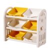 Yajuyi Kids Toy Storage Organizer Storage Box with Bins 3 Tier Toy Storage Rack Playroom Furniture for Study Room Books Toys Storage, Yellow