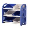 Yajuyi Kids Toy Storage Organizer Storage Box with Bins 3 Tier Toy Storage Rack Playroom Furniture for Study Room Books Toys Storage, Dark Blue