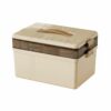 Yajuyi Medicine Storage Organizer Box With Stacked Compartments Multi Tier Case Portable Handle Bin Clear Lid Container Material suitable for home cabinet, Cream White, Double Layer Medicine Box