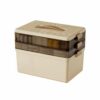 Yajuyi Medicine Storage Organizer Box With Stacked Compartments Multi Tier Case Portable Handle Bin Clear Lid Container Material suitable for home cabinet, Cream White, Triple Layer Medicine Box