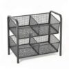 Yajuyi Movable Storage Cart Utility Cart Organizer Trolley Rack with Two Tier Wire Baskets and Rounded Carry Handles Metal Material Suitable for Kitchen Balcony Laundry Room condo