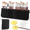 YAMIVO 26pcs Paint Brush Set, Travel Art Paint Brushes with Supportable Cloth Bag for Acrylic, Oil, Watercolor, Canvas, Professional Paintbrush Kit for Artist & Craft Creation