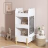 YASIMOL Kids Bookshelf with Chalkboard Side, White Bear-Shaped Wooden Bookcase with 3-Tier Open Storage, Toddler Toy and Book Organizer with Drawing Board for Playroom Bedroom Nursery