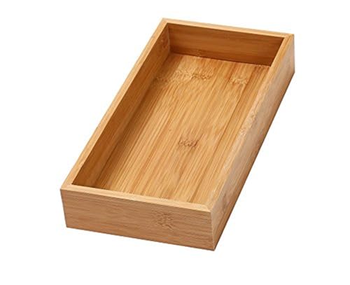 YBM Home Bamboo Drawer Organizer Storage Box for Kitchen Drawer, Junk Drawer, Office, Bedroom, Children Room, Craft, Sewing, and Bathroom, 6x12x2 inch