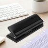 Ycauty 6-Hole Paper Puncher Adjustable Spacing Durable Office Supplies for School and Home Pink (Black)