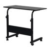 YCYEJO Height Adjustable Standing Desk with Rolling Casters, Small Sit Stand Desk 27 to 38 Inch, Rustic Brown Top Black Frame, Mobile Computer Desk for Home Office, Apartment or Dorm