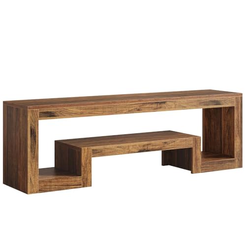YCYEJO Modern Home Furnishings TV Stand for 32" to 65" TV, Living Room Bedroom Media Console Table | Open Storage Entertainment Center for Living Room Entryway, Rustic Brown,Open Storage Cabinet