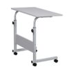 YCYEJO Small Standing Desk with Wheels, Height Adjustable Sit Stand Desk 27.16 to 38.58 Inch, Rustic Brown Computer Desk with Black Frame, Rolling Desk for Home Office or Bedroom