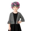 YEAHDOR Kids Granny Role Play 100 Day School Cosplay Costumes Floral Print Grandma Dress Up Shawl Ruffled Top Blue 6