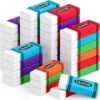 Yeaqee 100 Pcs Pencil Eraser Bulk with Crayon Pattern Package, White PVC Small Block Erasers for Back to School Classroom Rewards Prize Gifts Drawing Writing Stationery Supplies, 1.57 x 0.7 x 0.3 Inch