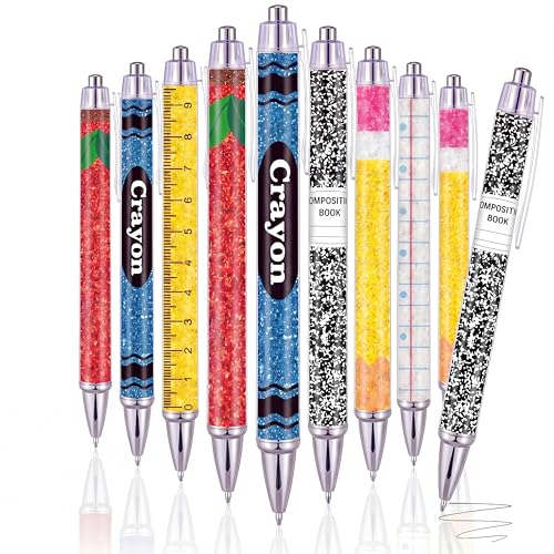Yeaqee 48 Pcs Back to School Teacher Pens Bulk Composition Notebook Crayon Ballpoint Pens Teacher Appreciation Gifts for Welcome Back First Day School Classroom Party Favors Office Supplies