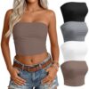 Yearntown 4 Pack Womens Tube Tops Bandeau Crop Tops, 4-Color, X-Small