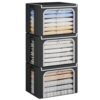 Yecaye Clothes Storage Bins with Metal Frame, Foldable Organizer Box, 40L