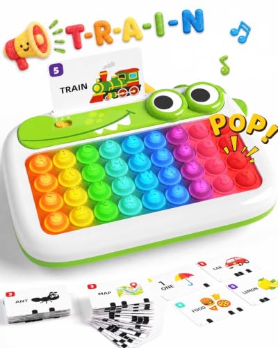 Yeeammk POP&Spelling Learning ABC Letter,Toddler Screen-Free with Bright Colors Interactive Educational Sensory Toys,Incluedes 118 Words Perfect for ON THE GO/Pre-School/Kindergarten