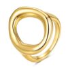 YeGieonr Gold Rings for Women Non Tarnish - 18K Gold Plated Stainless Steel Chunky Oval Statement Ring, Dainty Thick Waterproof Stackable Ring (O Shape, 5)