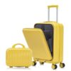 Yellow 2-Piece Luggage Set 20" Carry-On and 14" Cosmetic Case