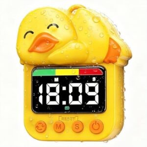 Yellow Duck Visual Timer Waterproof Shower Timer - Digital Bathroom/Kitchen Timer for Wall Mount, Study, Swim
