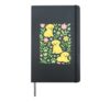 Yellow Labrador Boho Spring Flowers Womens Hardcover Journal, Black