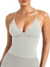YEOREO LuxFlow Workout Tank Top Twist Front Sports Bra Pads Straps Camisole
