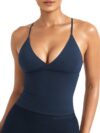YEOREO LuxFlow Workout Tank Top Twist Front Sports Bra Pads Straps Camisole