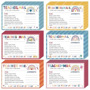 Yexiya 120 Pcs Teacher Mail Notes to Parents Rainbow Happy Mail Postcards Classroom Good Behavior Incentive Motivational Cards to Send Home for Preschool Kindergarten Elementary Teacher Supplies
