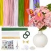 Yiheini 800 PCS Pipe Cleaners Craft with Handle, Pipe Cleaner Flower Kit, 8 Colors Flowers Making Kit with Chenille Stems, Floral Wires, Gardening Tape, Stamen, Ruler, Floral Wrapping Paper & Ribbon