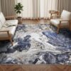 YIHOUSE 5x7 Blue Gold Coastal Area Rug Washable Non Slip Living Room Carpet