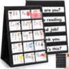 YIMITEE 2 Pack Tabletop Pocket Chart, 17" x 13" Double Sided Sticker Display Stand with 5 Strap, Black Desktop Calendar Pocket Chart, Foldable Fabric Sticker Holder for Classroom & Home
