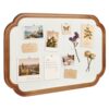 YINGXUN Linen Bulletin Board with Scalloped Brown Wooden Frame 30x20inch