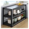 YJEUZCD Carbon Steel Kitchen Bakers Rack, Freestanding Microwave Stand