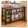 YJEUZCD Rolling Kitchen Island Cart Microwave Stand with Dense Storage Baskets