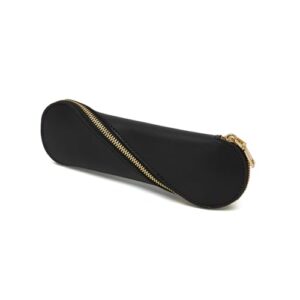 YONBEN Pencil Case Lightweight and Cute Pencil Pouch Slim and Stylish (Black,Faux Leather)