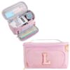 YOOLIFE Initial Pencil Case Large Capacity Pencil Pouch Handheld Pen Bag Cute Portable Gift for Office School Teen Girl Women 11 12 13 14 Year Old Girl Gifts Aesthetic Pencil Case Pencil Pouch Pink L