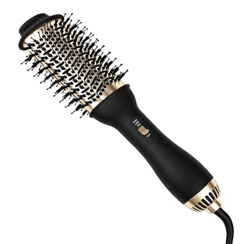 Yorje Hair Dryer Brush, One-Step Hot Air Styler for Smooth, Frizz-Free Blowouts & Bouncy Curls, Ionic Thermal Straightener & Curler with Oval Barrel, Less Heat Damage, for All Hair Types